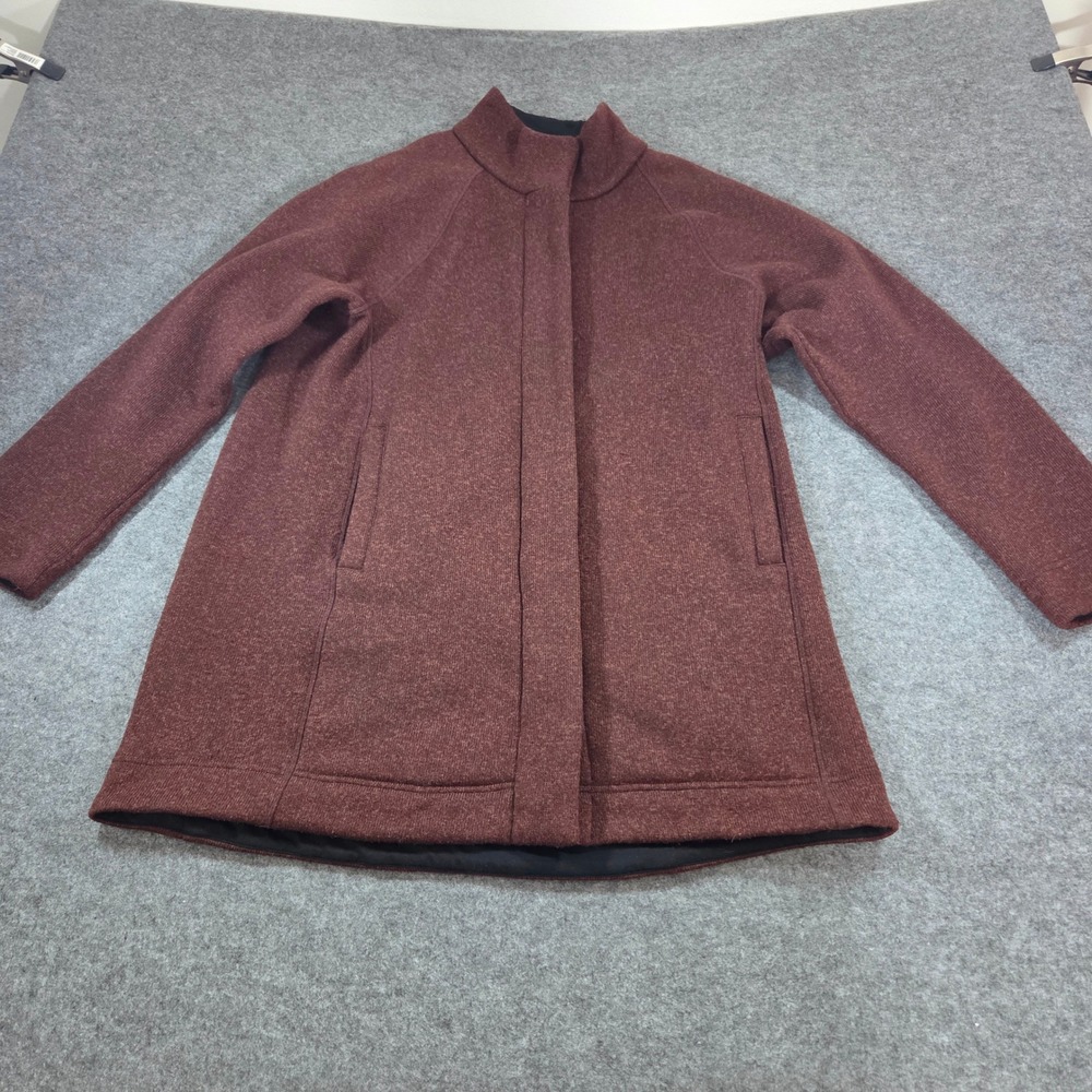 Title Nine Womens XL Burgundy Heather Fleece Lined Full Zip Sweater Coat Jacket - Picture 3 of 9